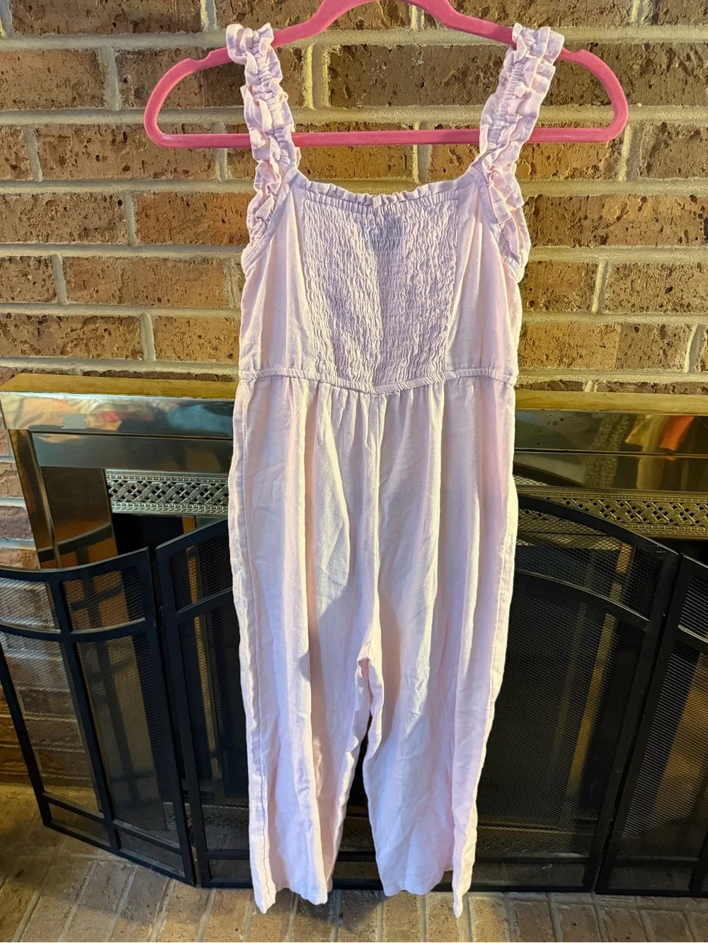 Old Navy Light Pink Ruffle-Shoulder Sleep Romper